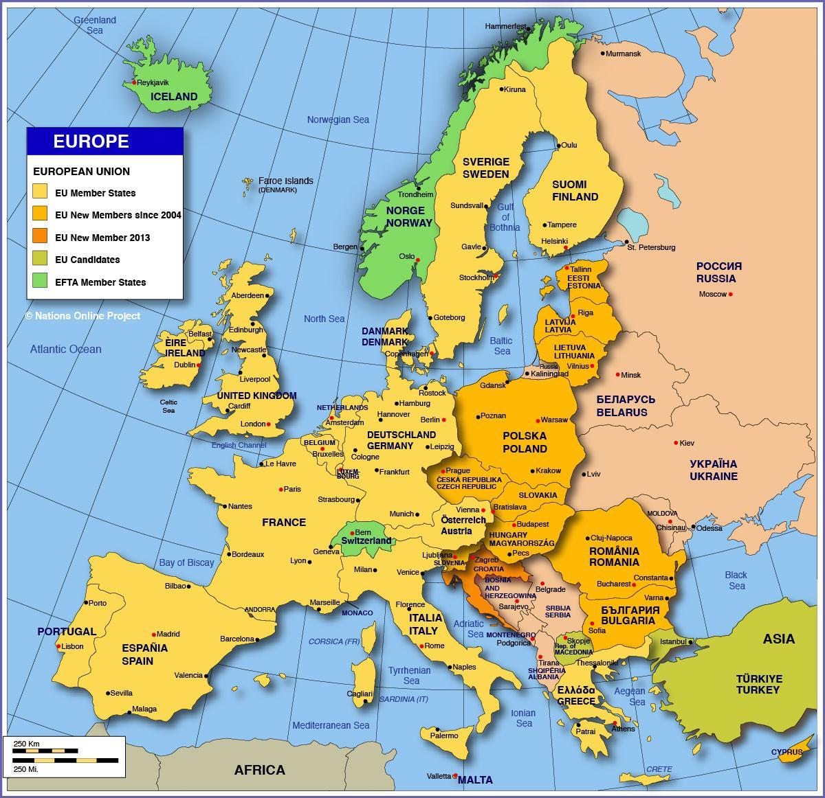모스크바에서 유럽의 지도