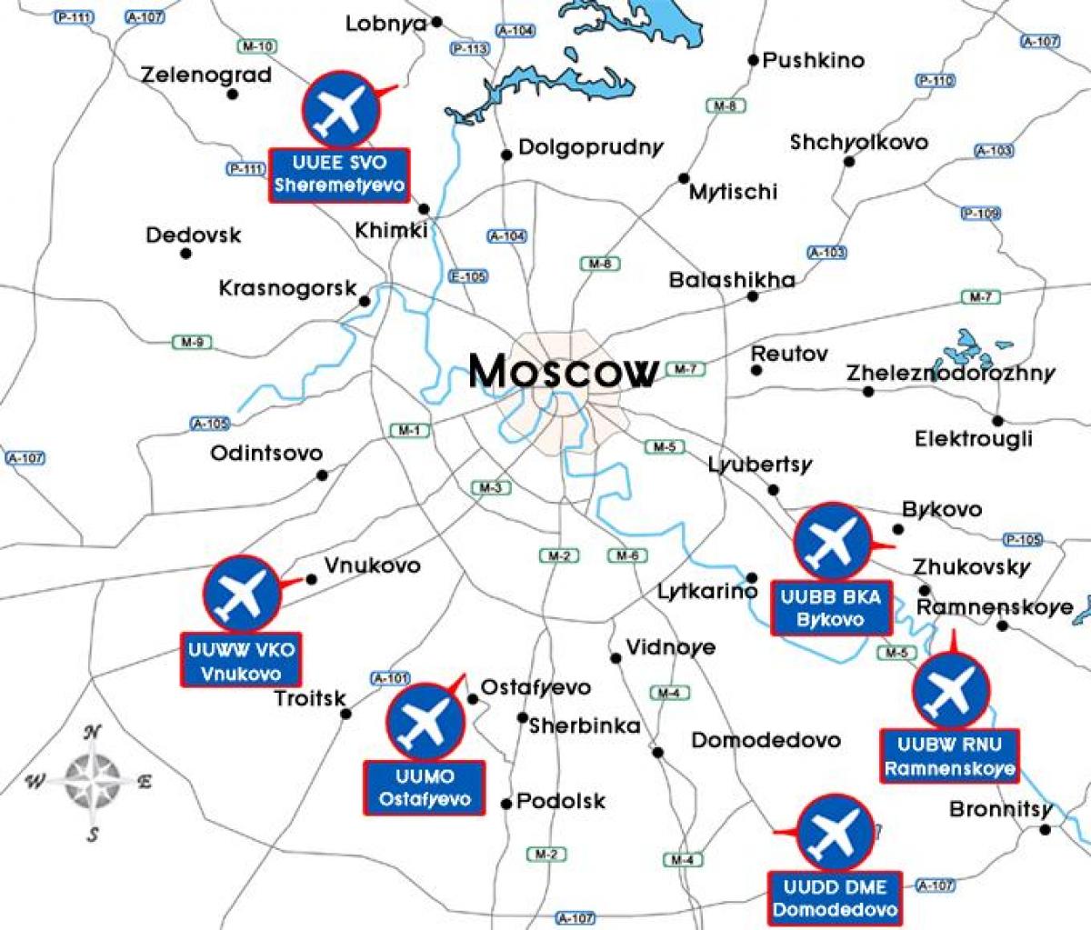 지도 모스크바의 공항들